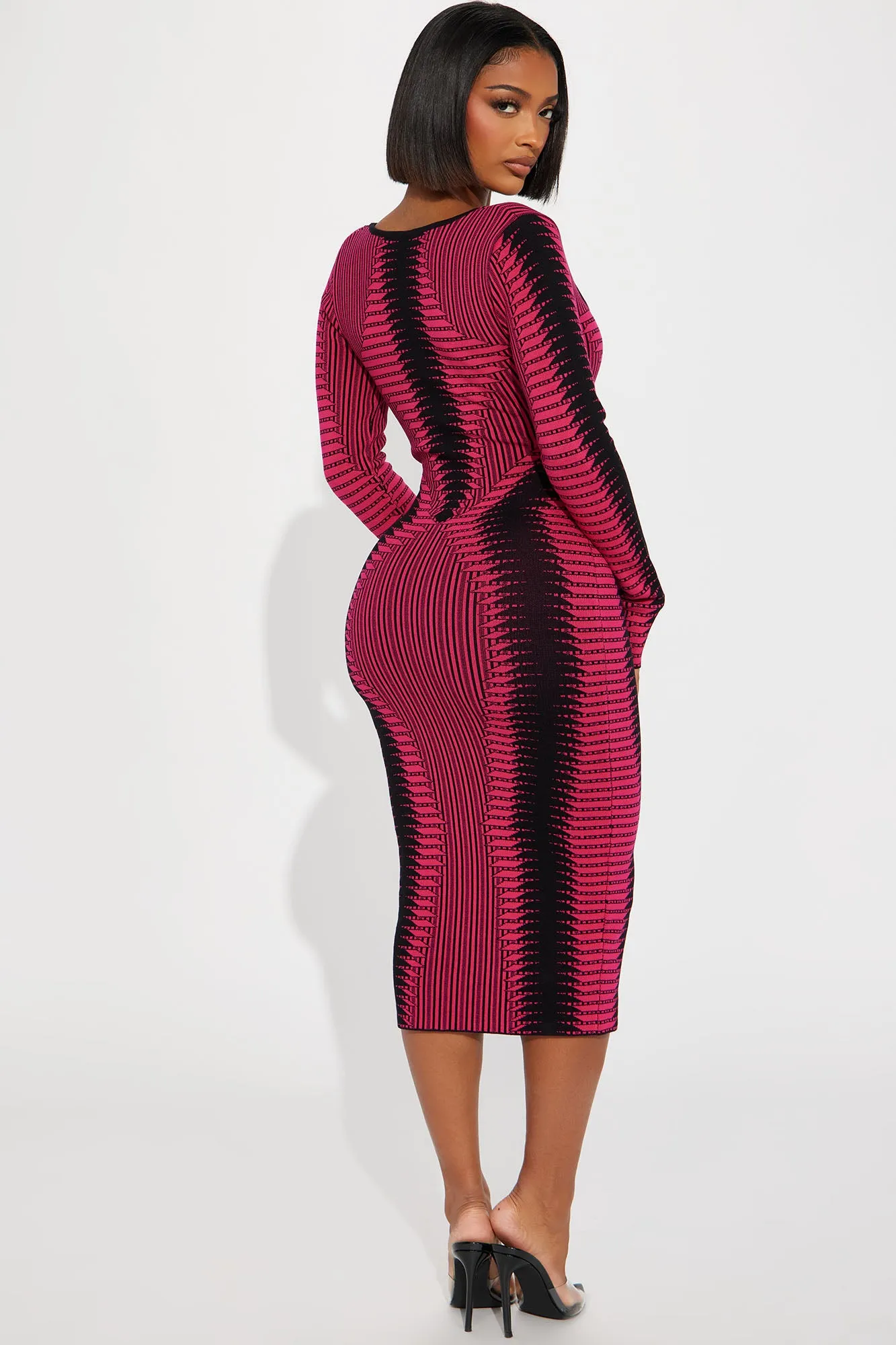 Arianna Sweater Midi Dress - Fuchsia