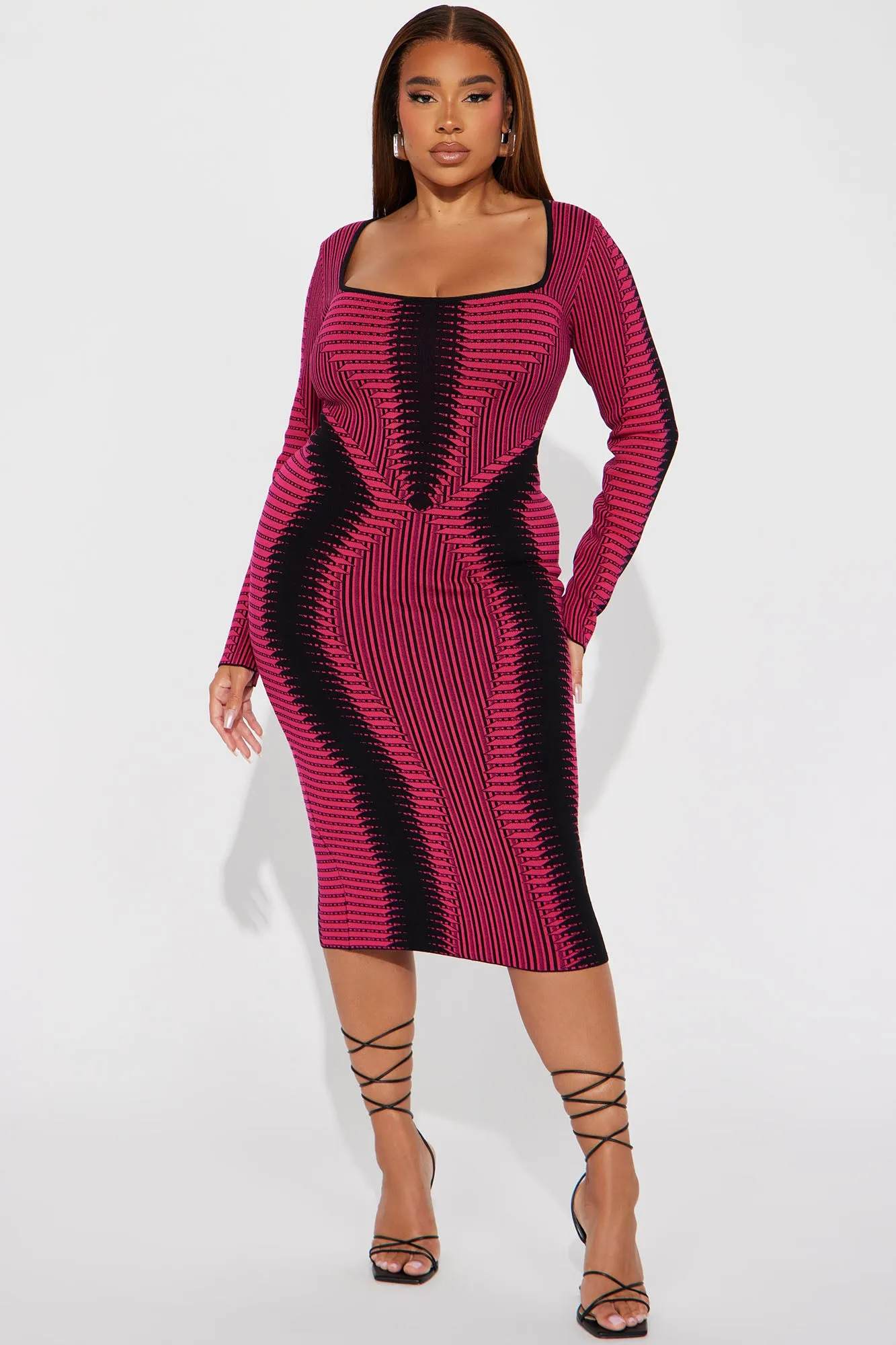 Arianna Sweater Midi Dress - Fuchsia