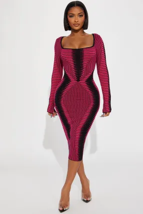 Arianna Sweater Midi Dress - Fuchsia