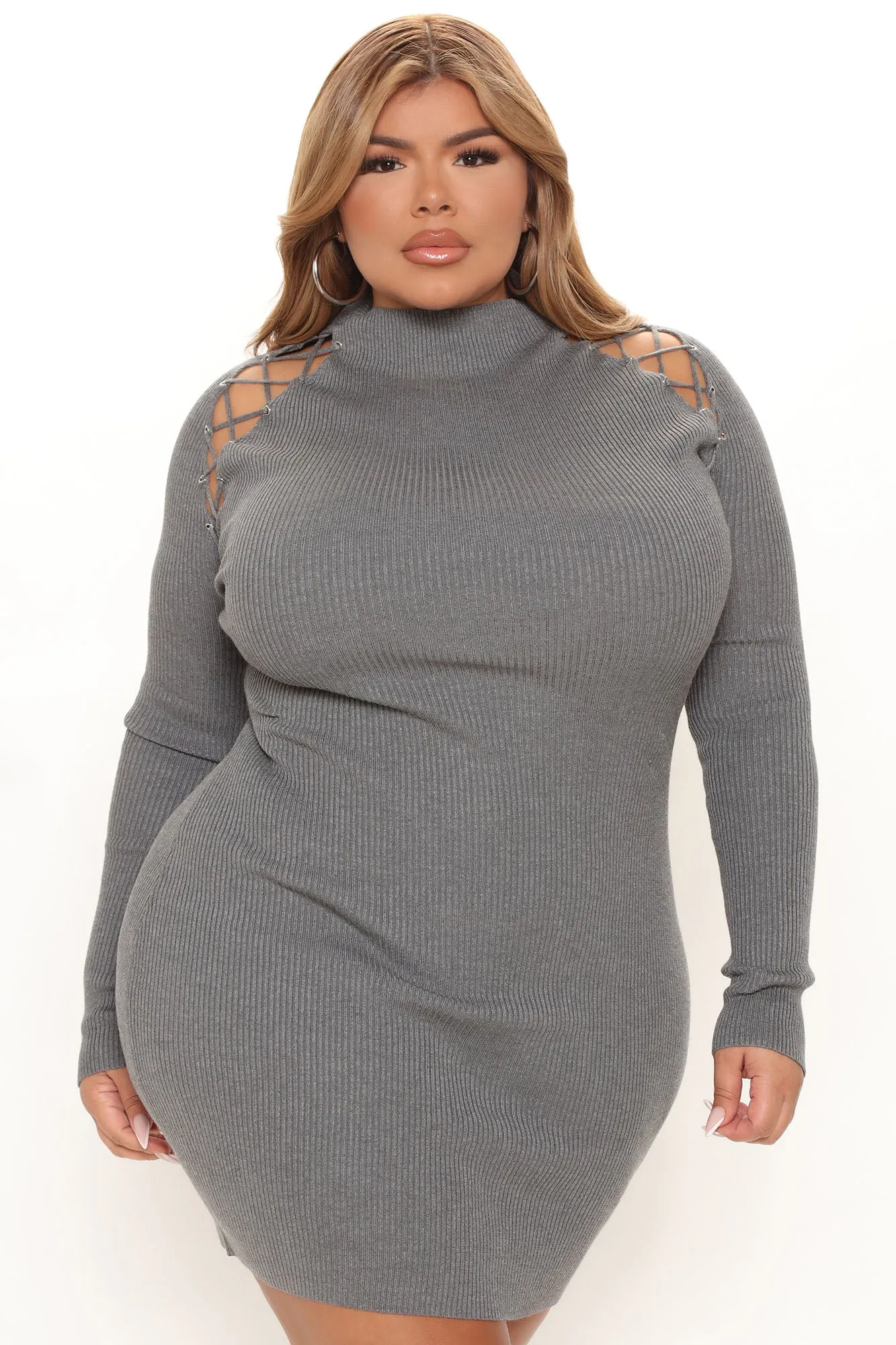 Arie Sweater Mini Dress - Grey