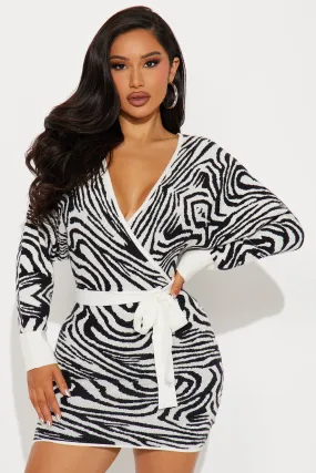 Arlette Sweater Mini Dress - Black/White