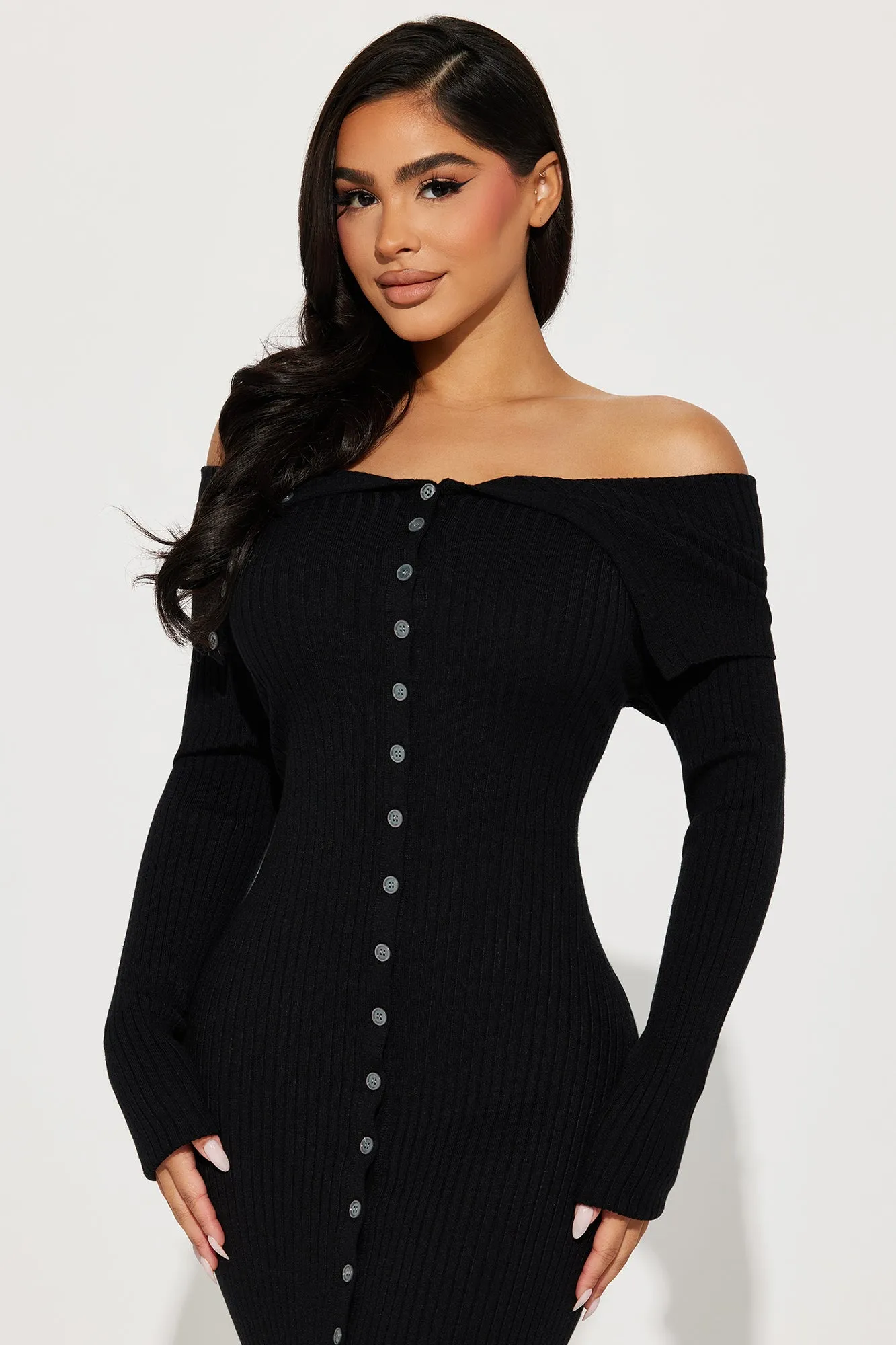 Ashley Sweater Midi Dress - Black