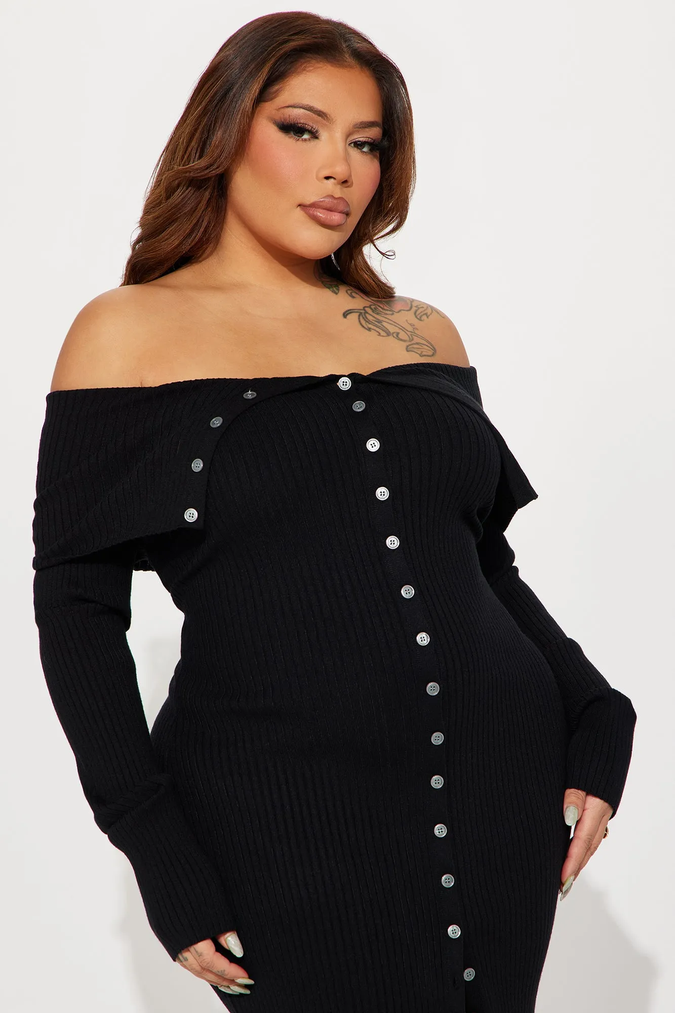 Ashley Sweater Midi Dress - Black