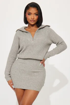 Ashley Sweater Mini Dress - Heather Grey