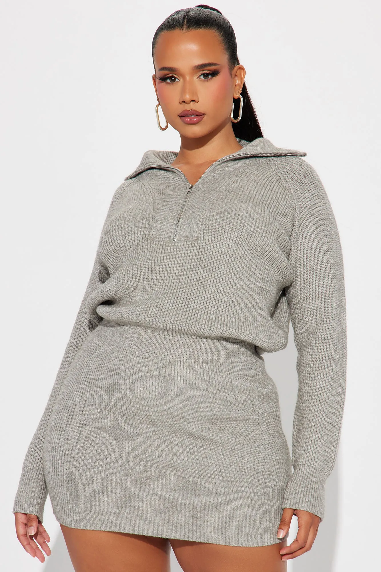 Ashley Sweater Mini Dress - Heather Grey