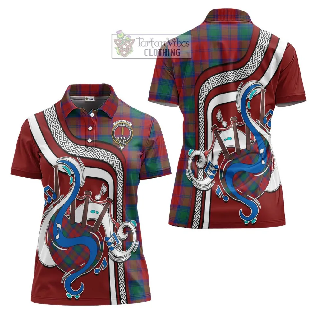 Auchinleck (Affleck) Tartan Women's Polo Shirt with Epic Bagpipe Style