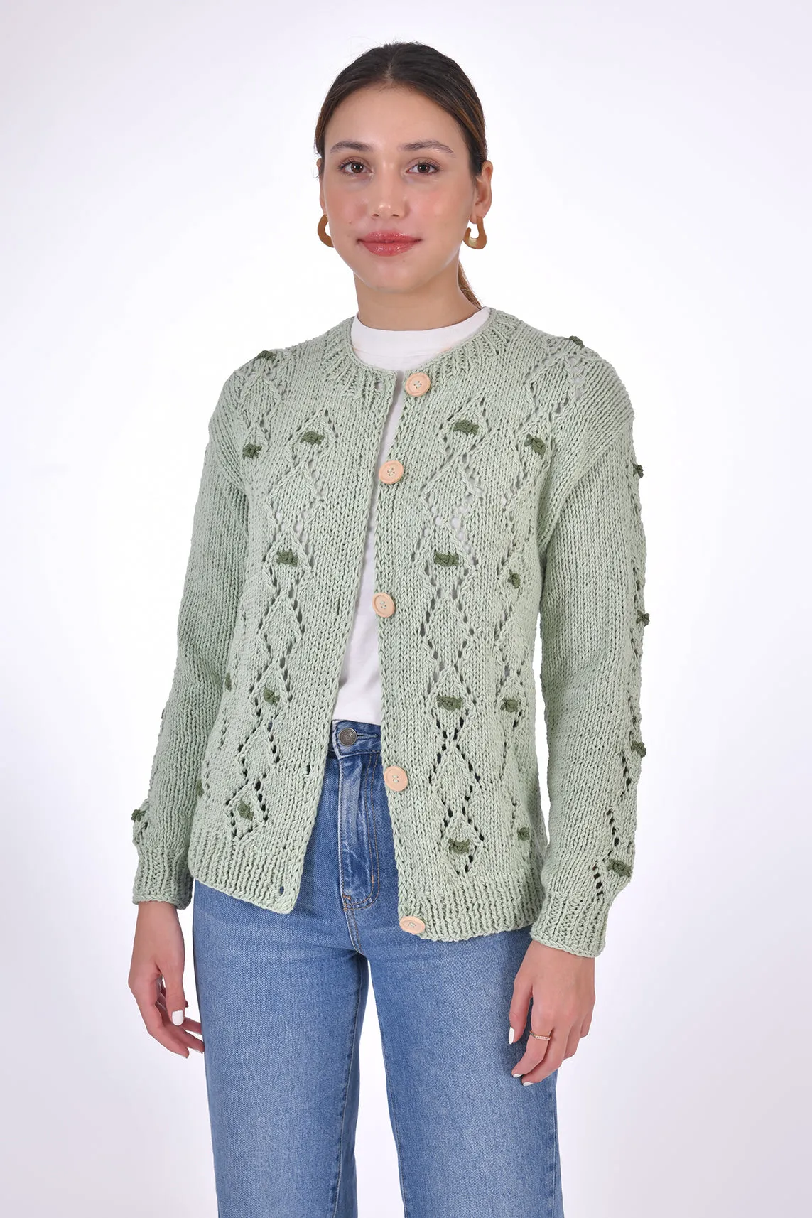 AVA Cotton Button Front Cardigan