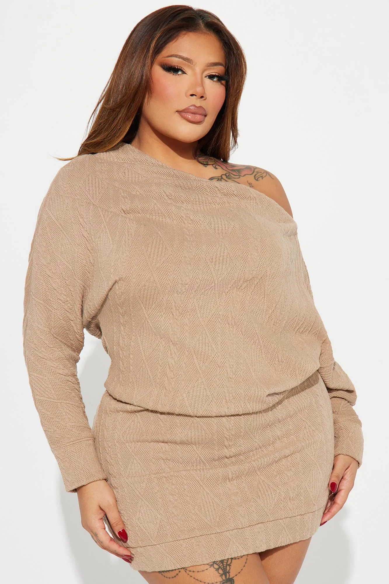 Ava Sweater Mini Dress - Taupe