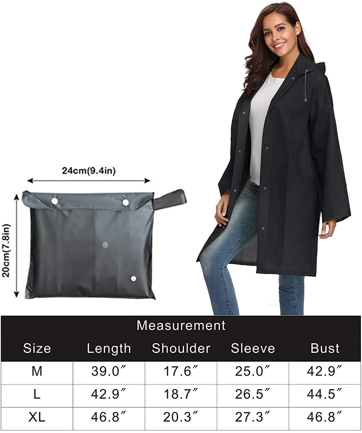 Avoogue EVA Raincoat Waterproof Rain Poncho Rain Jacket Women Long Rain Cape