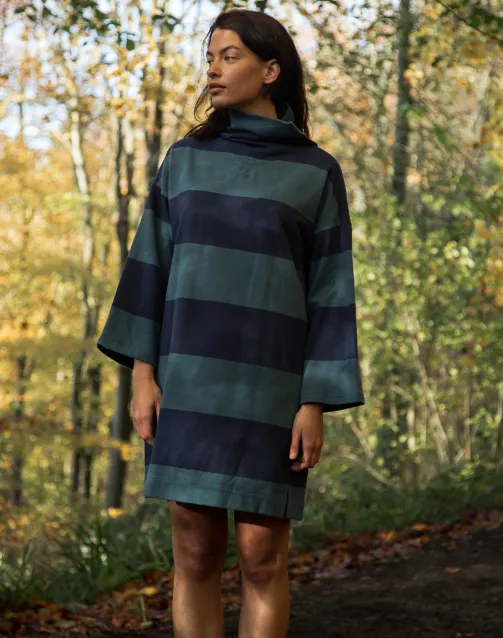 Ayse-Sue Organic Cotton Sweatshirt in Petrol and Navy Stripe