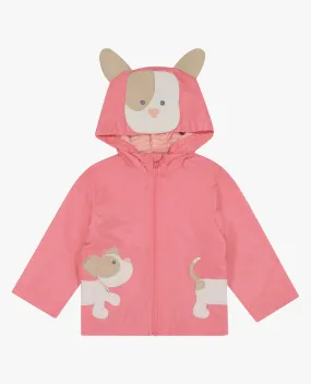 BABY GIRLS PUPPY ZIP FRONT HOODED RAINCOAT