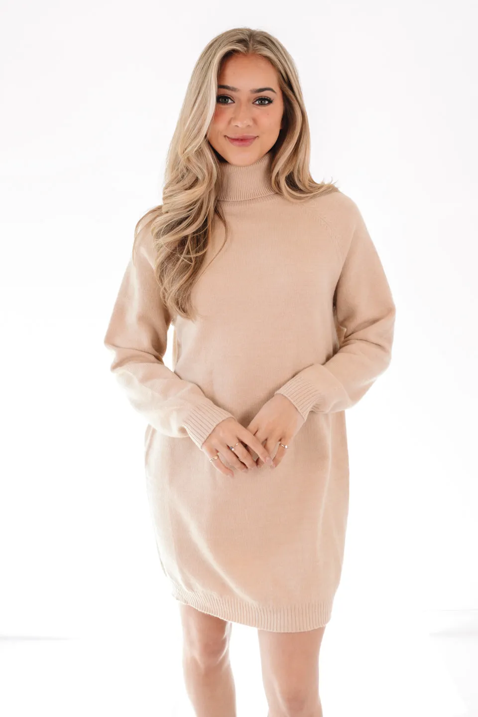 Back In Beige Sweater Dress - Beige