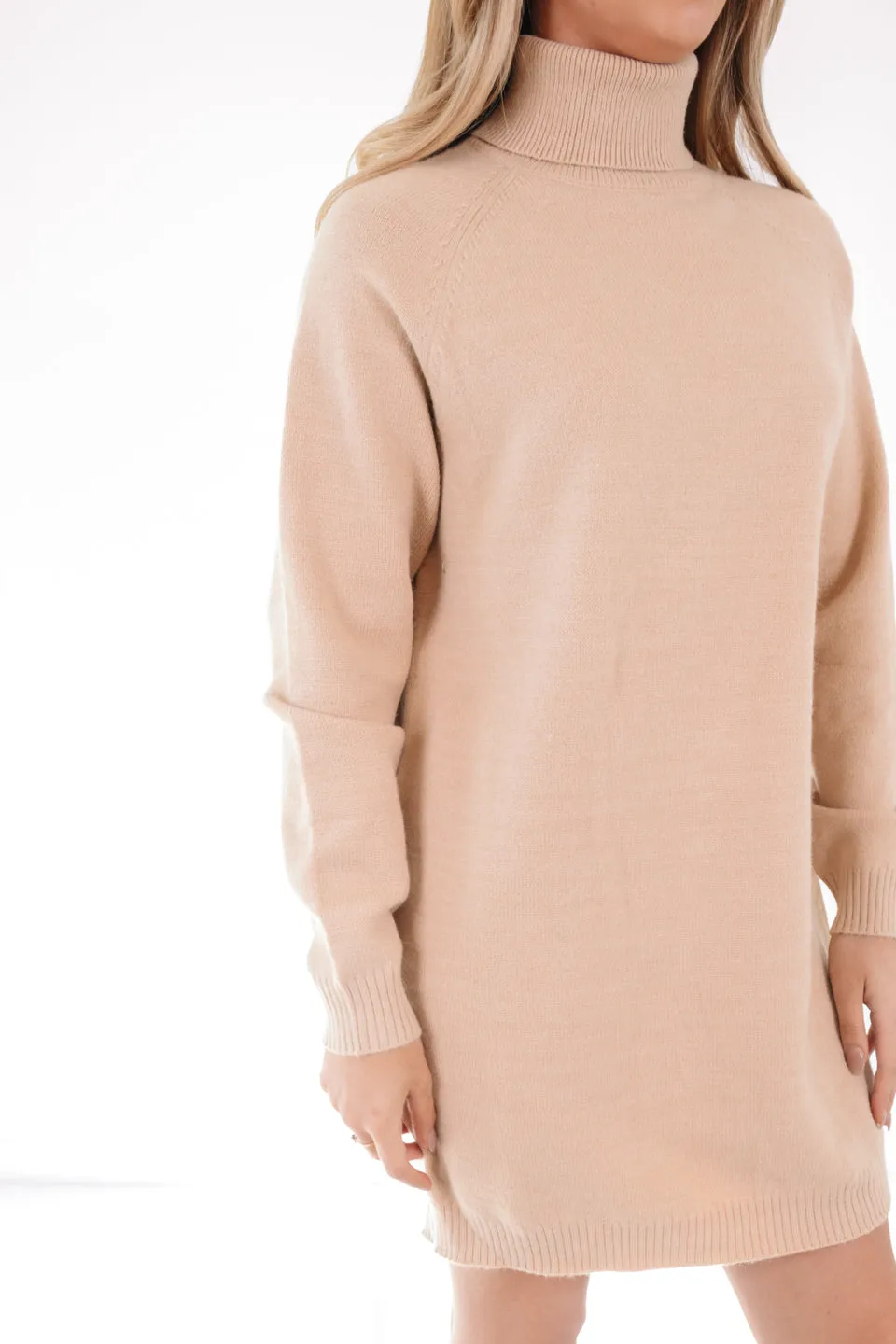 Back In Beige Sweater Dress - Beige