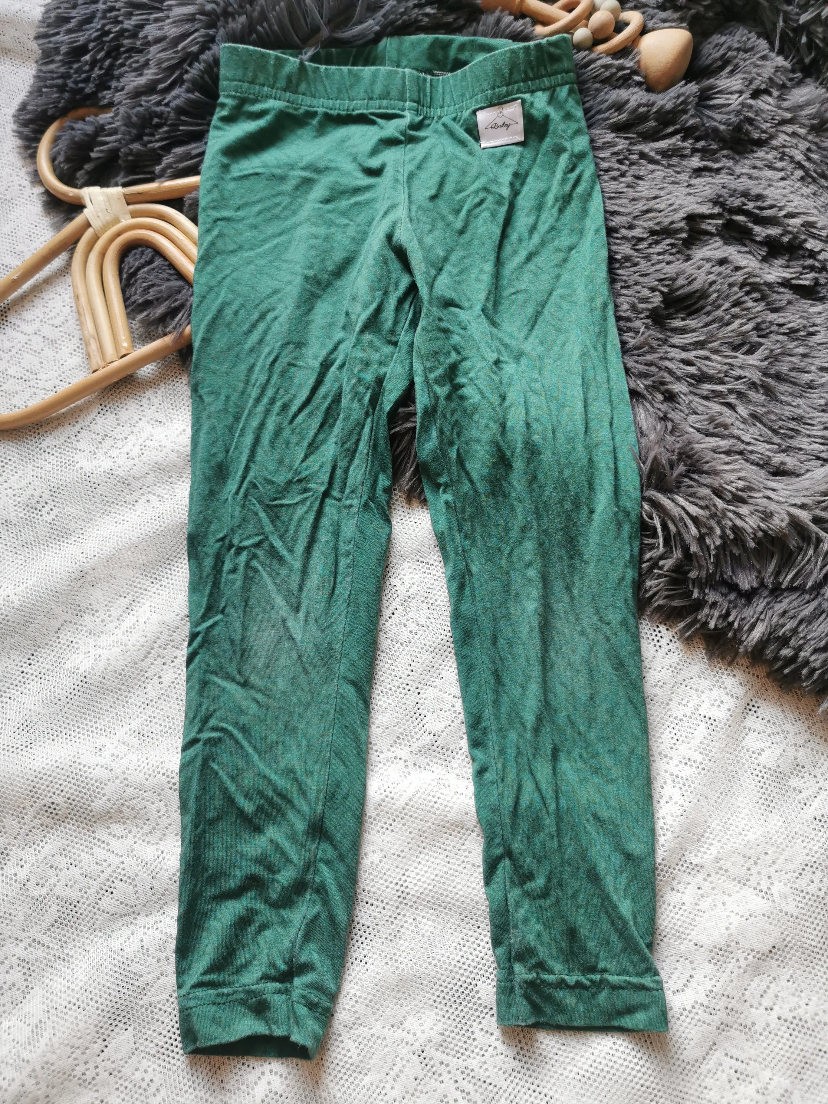 Bailey Baby Handmade Cotton Bamboo Leggings in Green (4T)