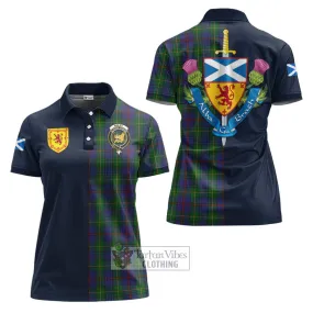 Bailey Tartan Women's Polo Shirt Alba with Scottish Lion Royal Arm Half Style