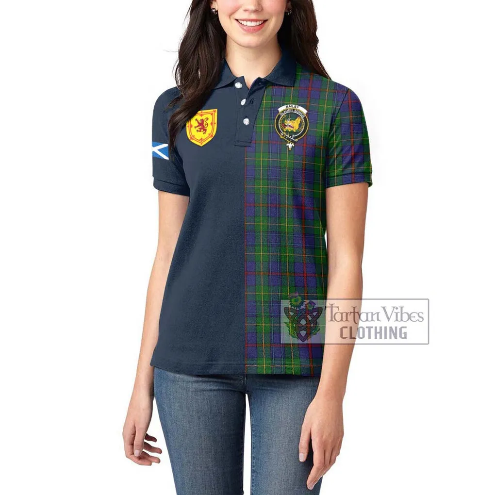 Bailey Tartan Women's Polo Shirt Alba with Scottish Lion Royal Arm Half Style