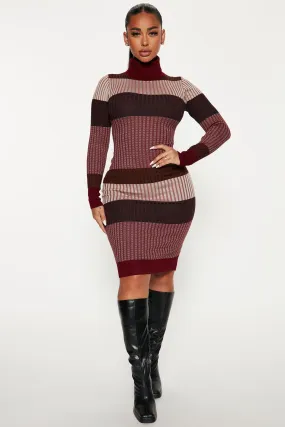 Becca Sweater Midi Dress - Burgundy/combo