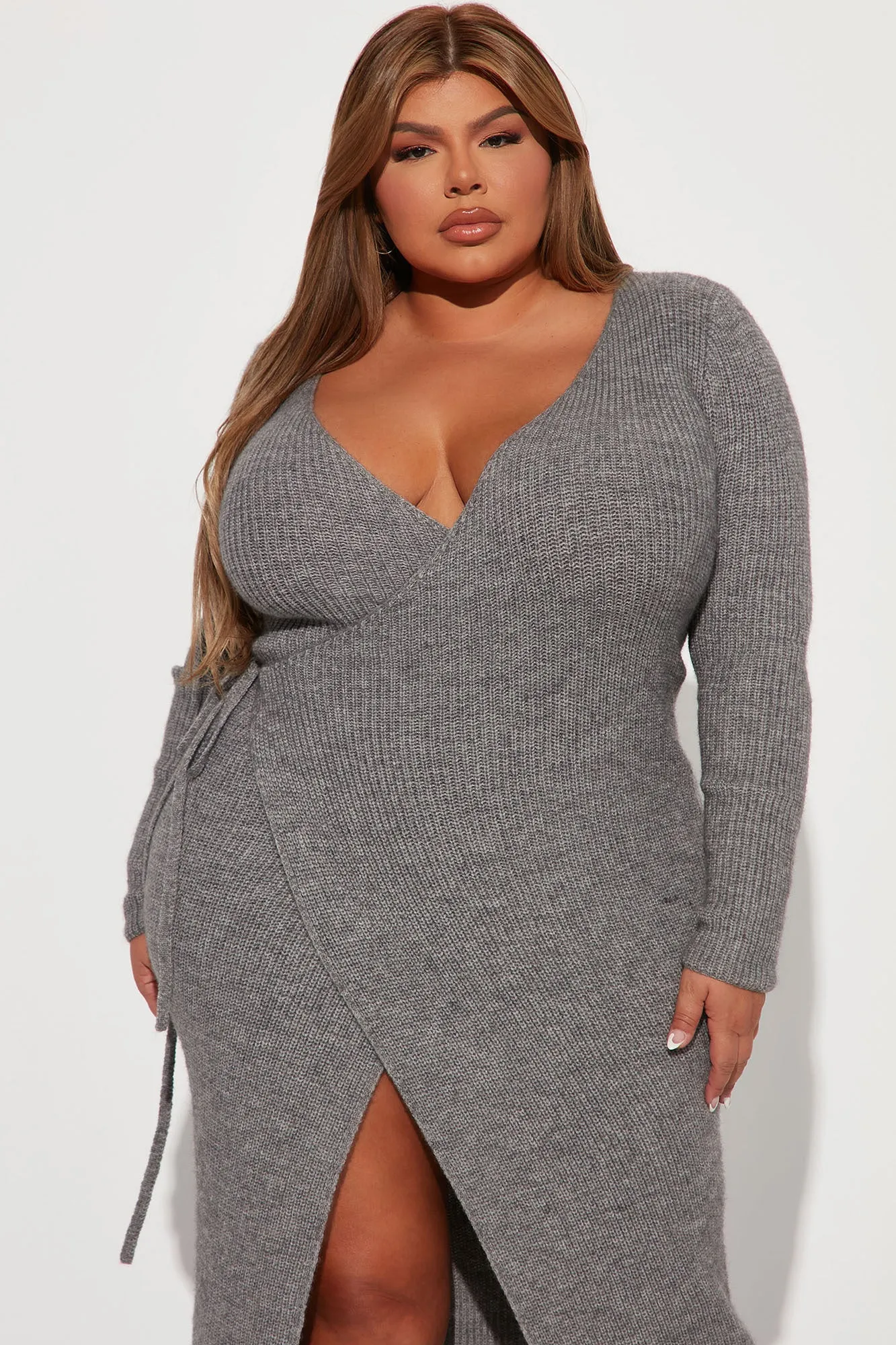 Bibiana Sweater Midi Dress - Heather Grey