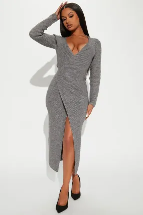 Bibiana Sweater Midi Dress - Heather Grey