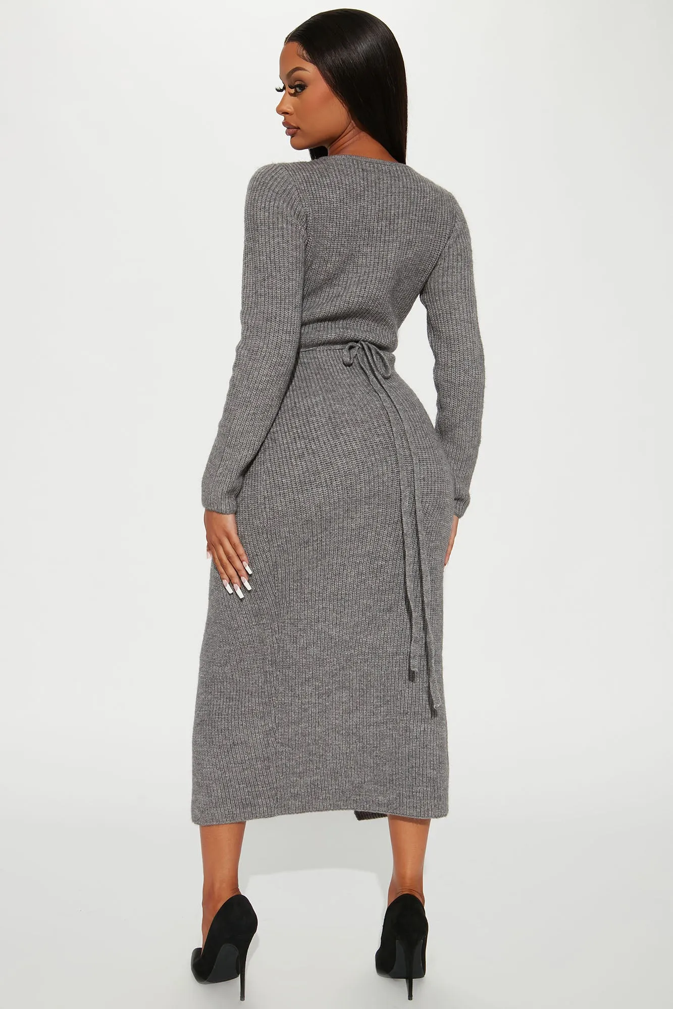 Bibiana Sweater Midi Dress - Heather Grey