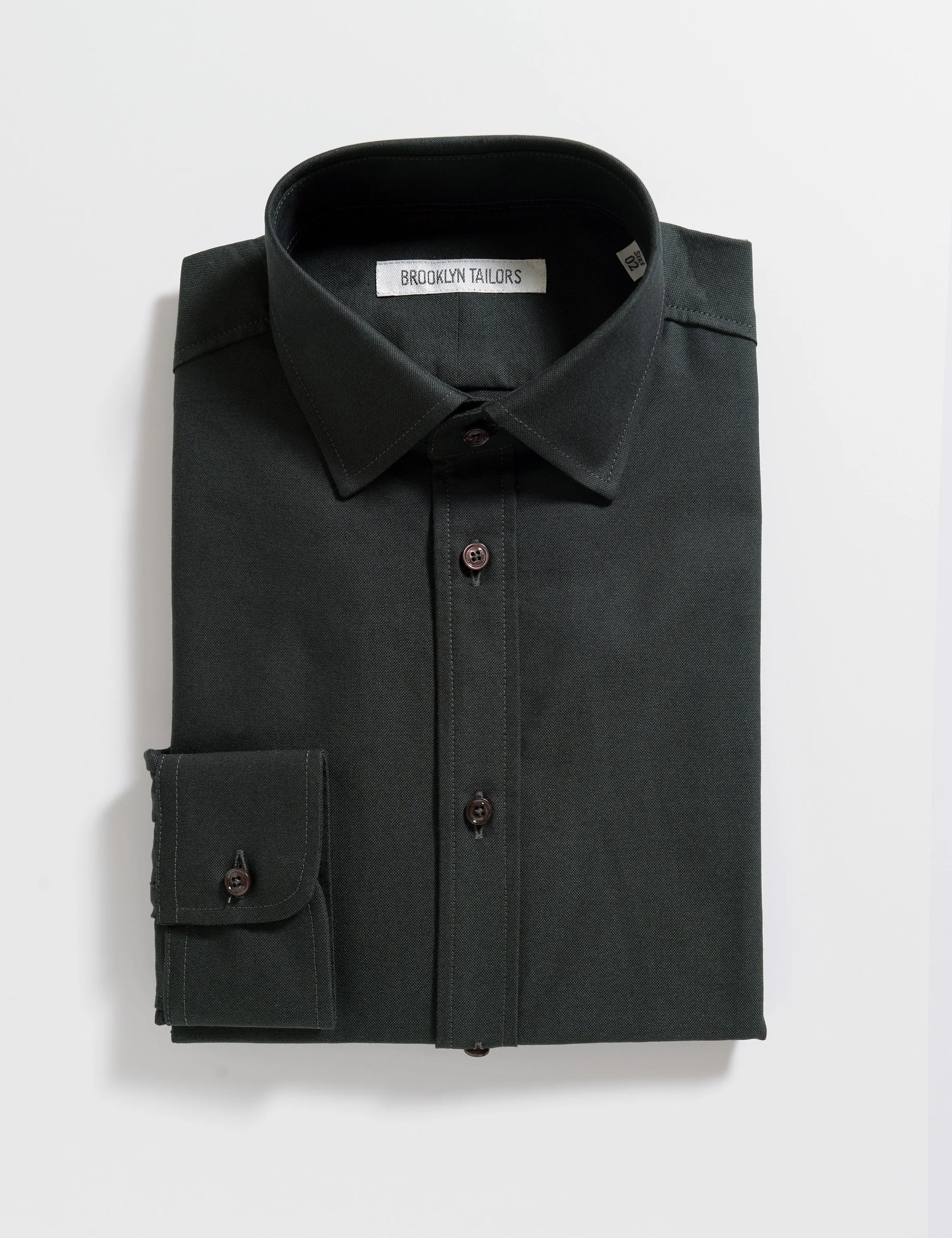 BKT20 Slim Dress Shirt in Oxford - Black Olive