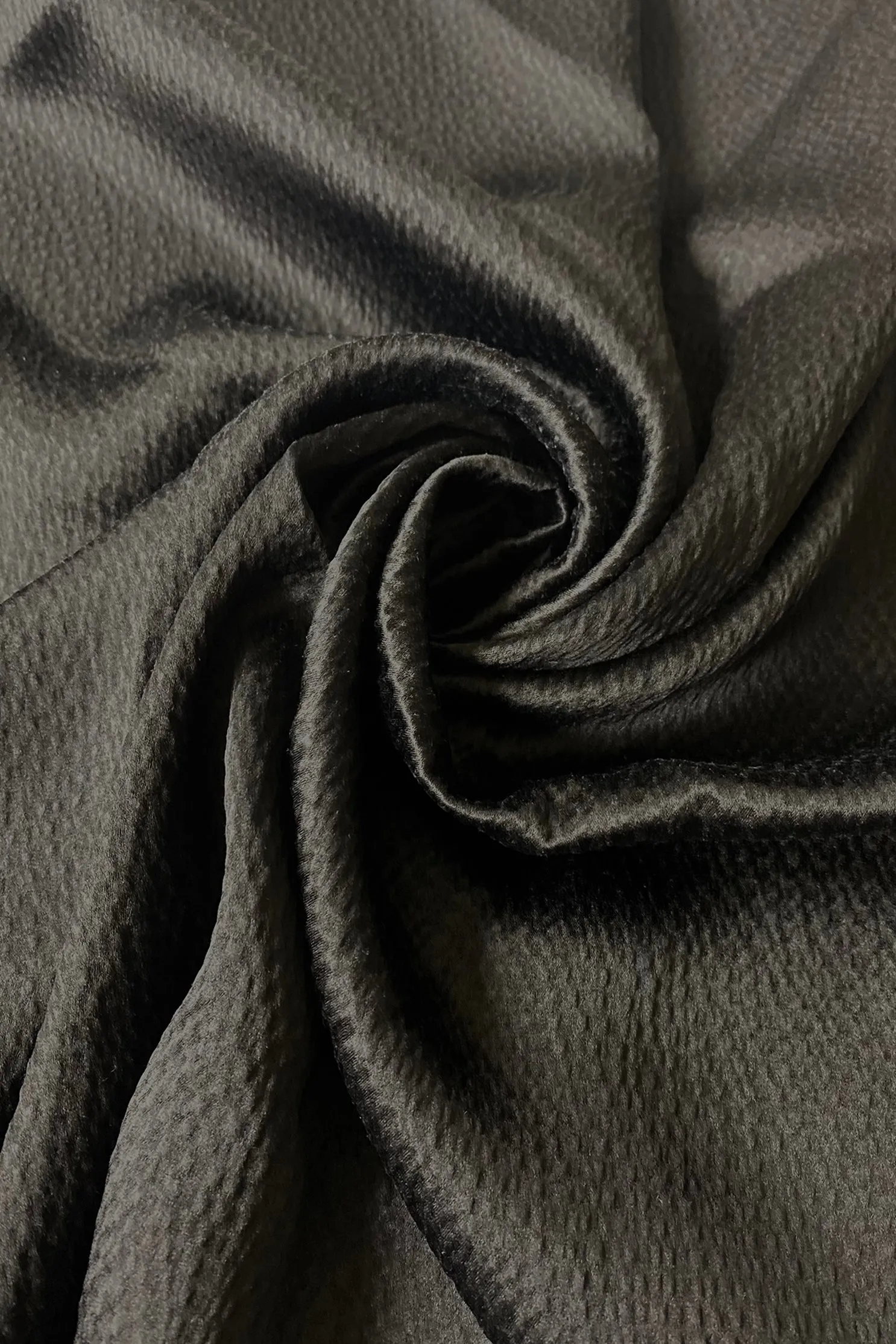 Black Hammered Silk Satin