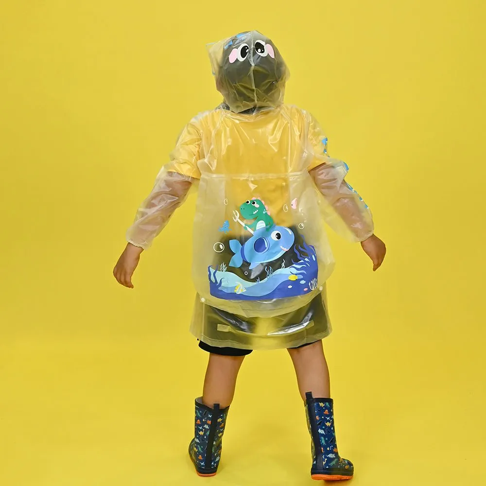 Blue Dino Submarine Transluscent Raincoat for Kids