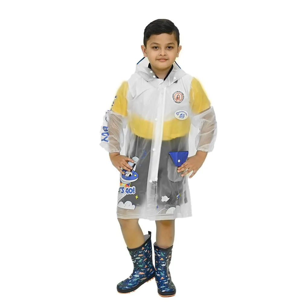 Blue Space print Transluscent Raincoat for Kids