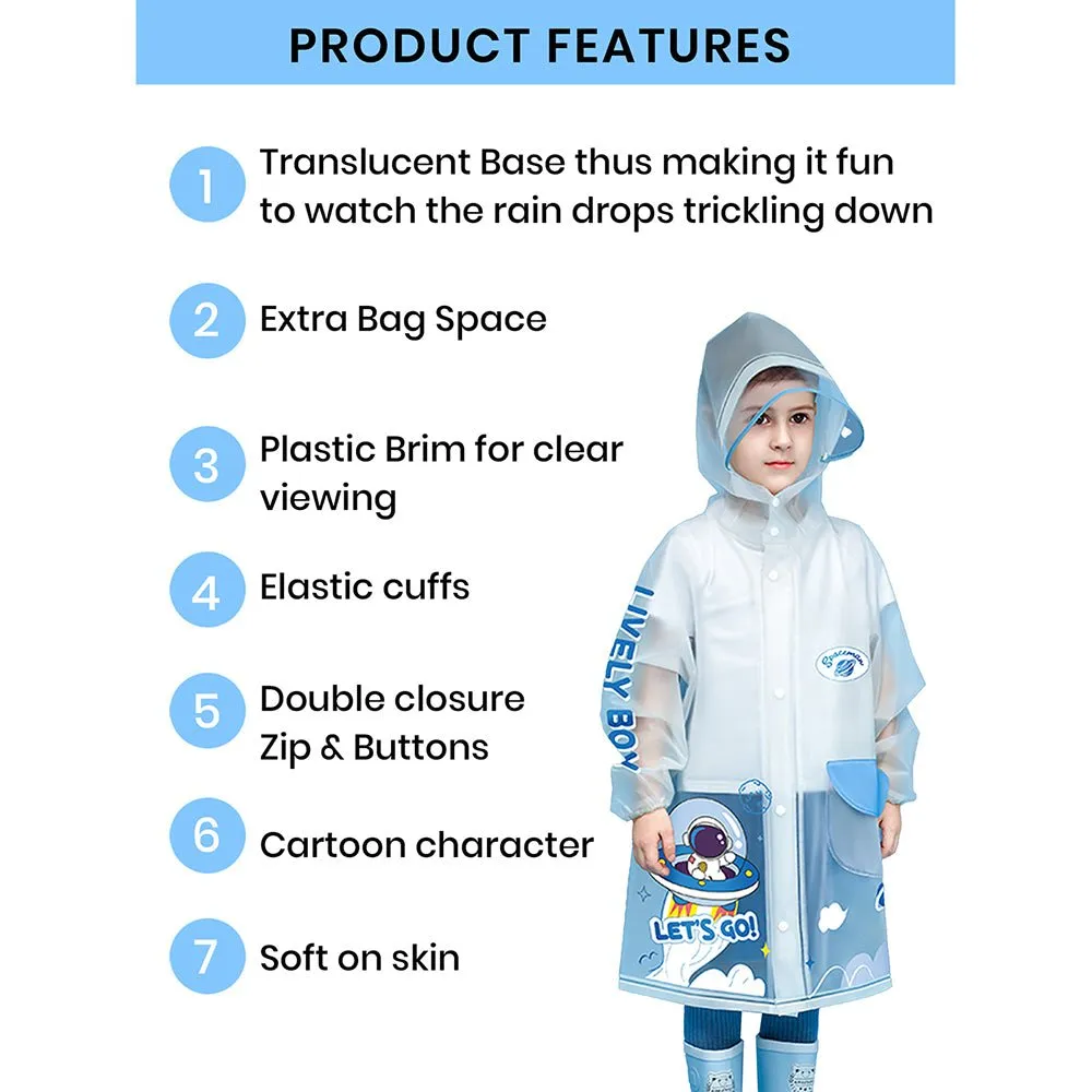 Blue Space print Transluscent Raincoat for Kids