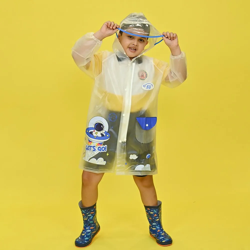 Blue Space print Transluscent Raincoat for Kids