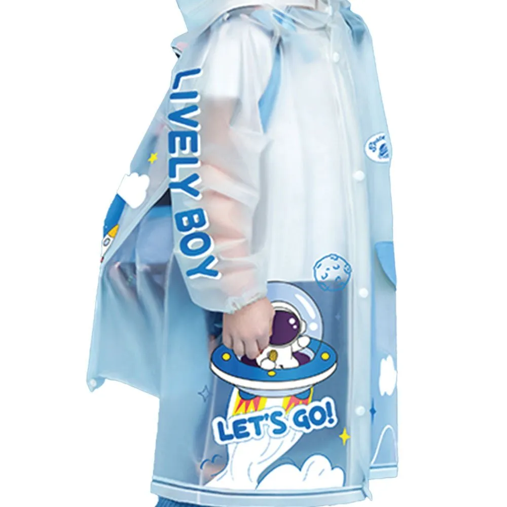 Blue Space print Transluscent Raincoat for Kids