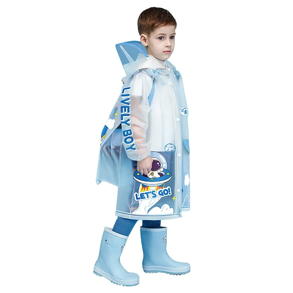 Blue Space print Transluscent Raincoat for Kids