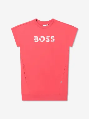 BOSS Girls Logo Sweater Dress In Red