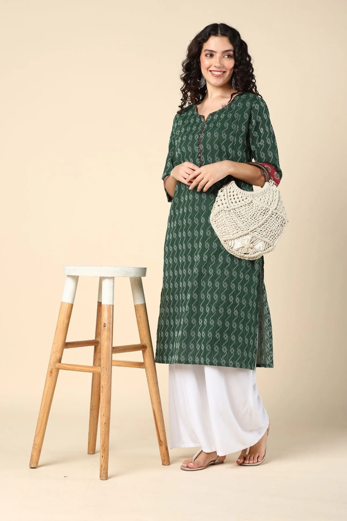 Bottle Green Feeding Kurti with Pocket