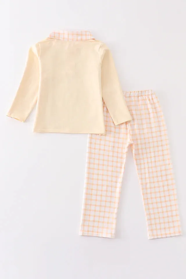 Boy Beige Plaid Pant Set