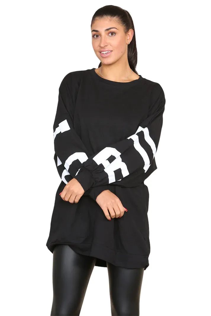 Buffalo Slogan Print Oversized Tunic/Dress