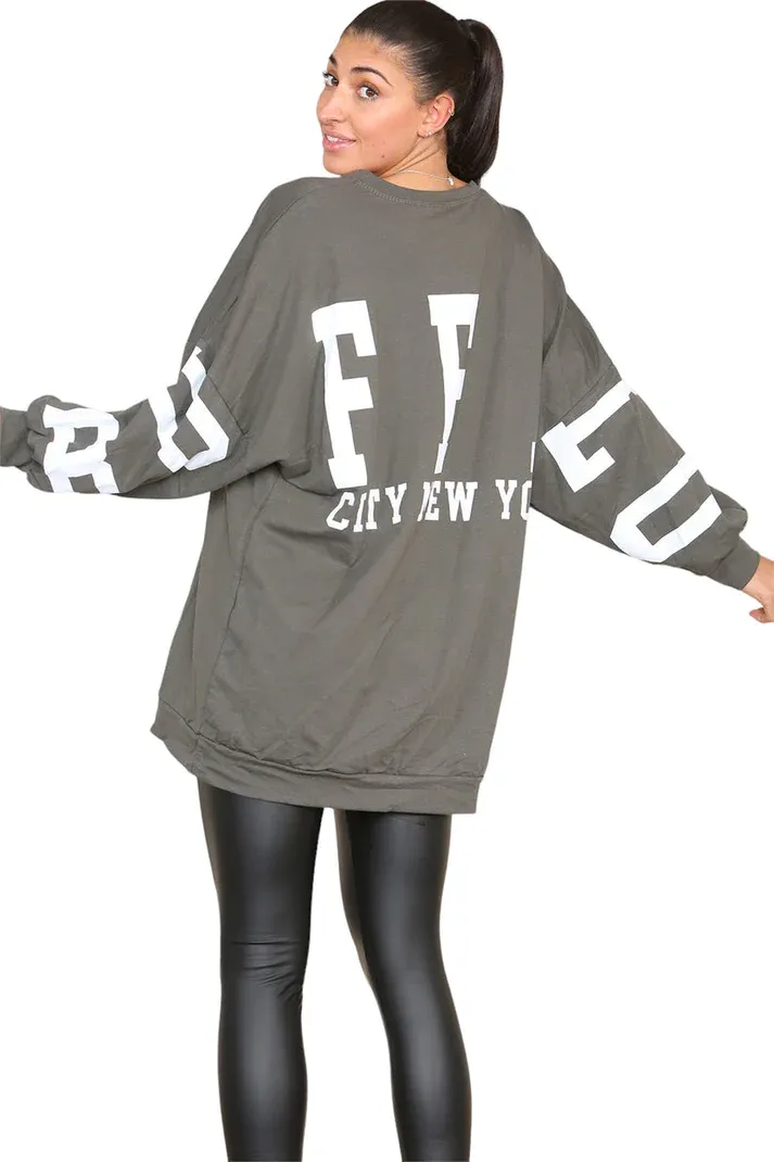 Buffalo Slogan Print Oversized Tunic/Dress