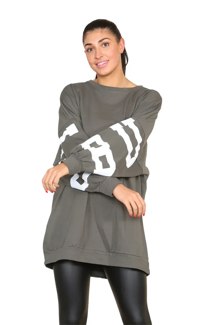 Buffalo Slogan Print Oversized Tunic/Dress