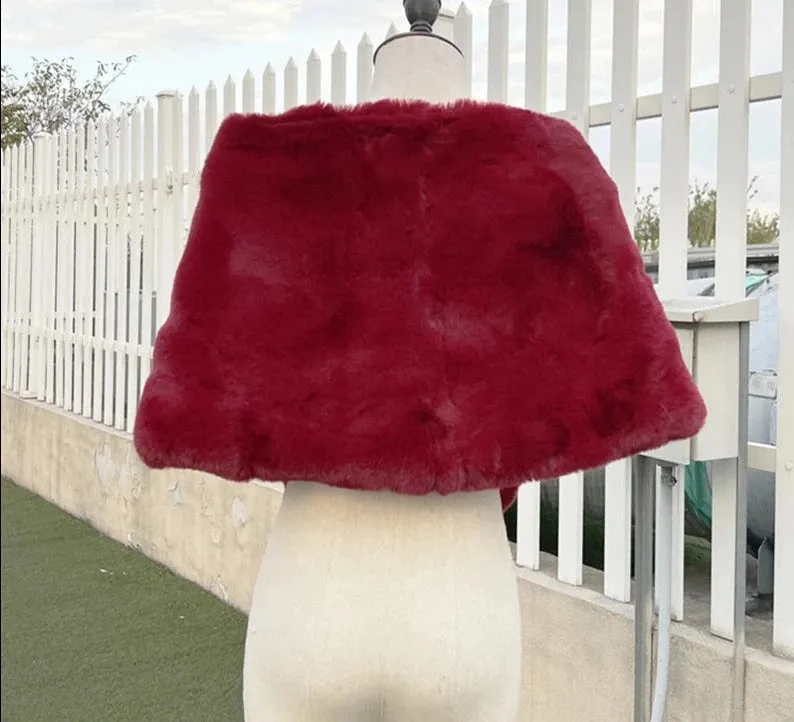 Burgundy Faux Fur Bolero Jacket  Special Evening Shoulder Wrap