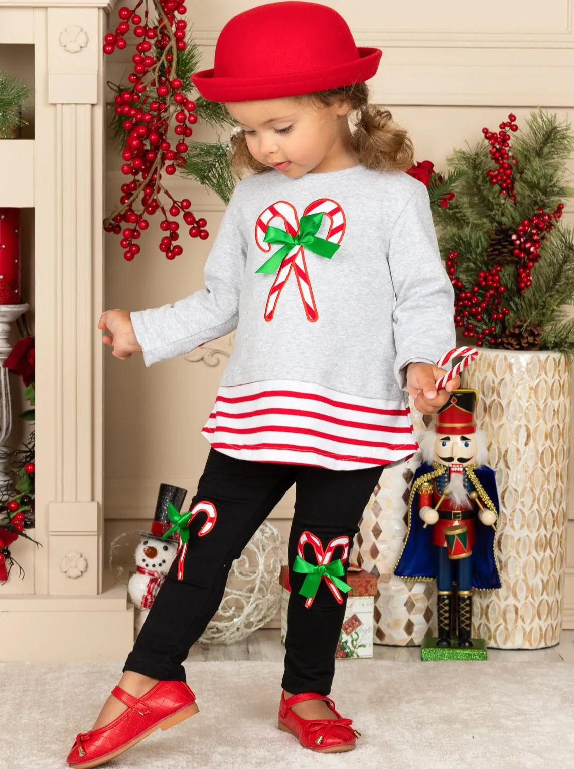 Candy Cane Chic Patched Legging Set