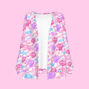 Candy Love Hearts (Colorful Cutie) Women's Open Front Cardigan