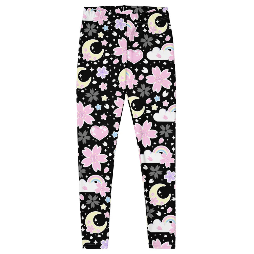 Cherry Blossom Dreams Black Leggings