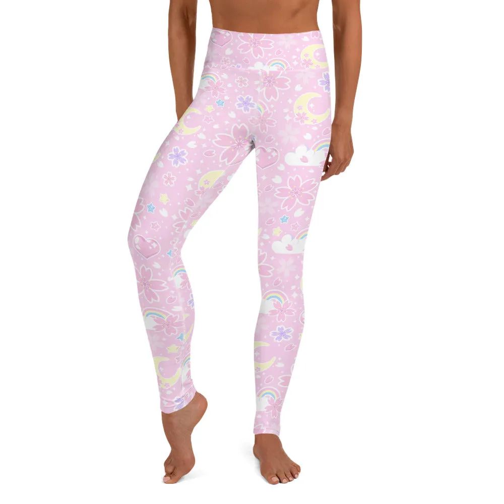 Cherry Blossom Dreams Pink Yoga Leggings