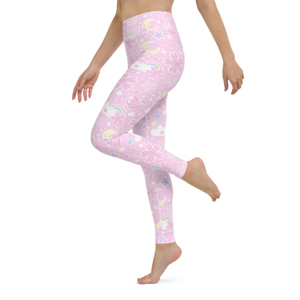 Cherry Blossom Dreams Pink Yoga Leggings