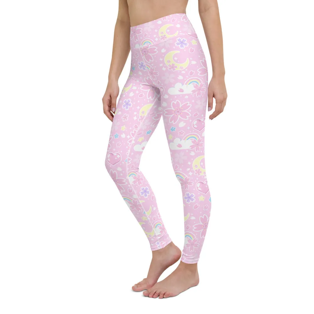 Cherry Blossom Dreams Pink Yoga Leggings