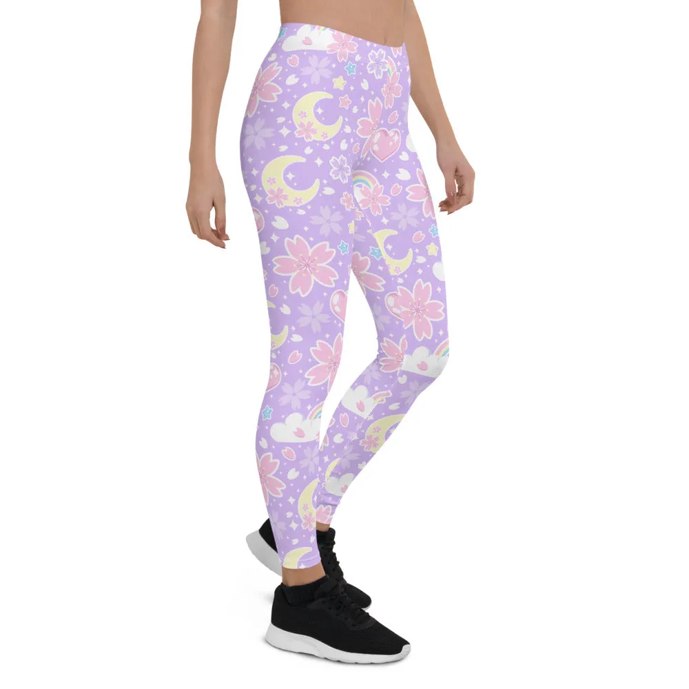 Cherry Blossom Dreams Purple Leggings