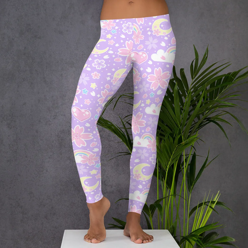 Cherry Blossom Dreams Purple Leggings