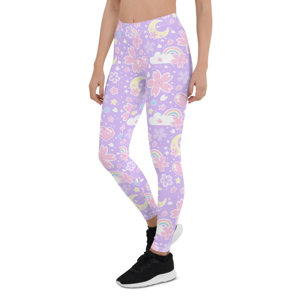 Cherry Blossom Dreams Purple Leggings