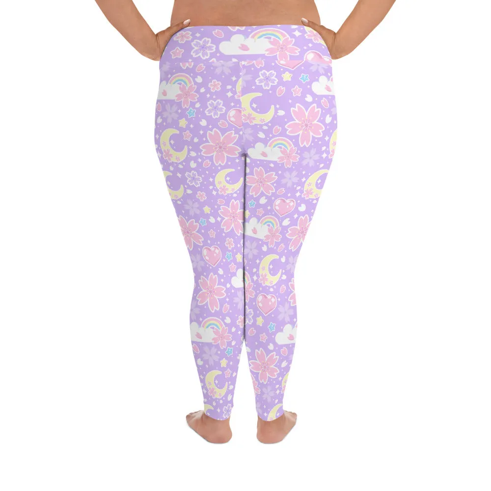 Cherry Blossom Dreams Purple Plus Size Leggings