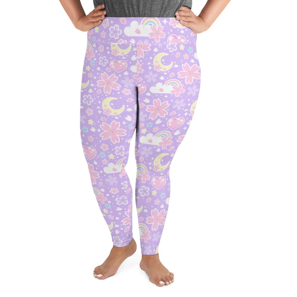 Cherry Blossom Dreams Purple Plus Size Leggings